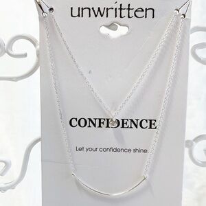 Unwritten cubic zirconia layered silver necklace